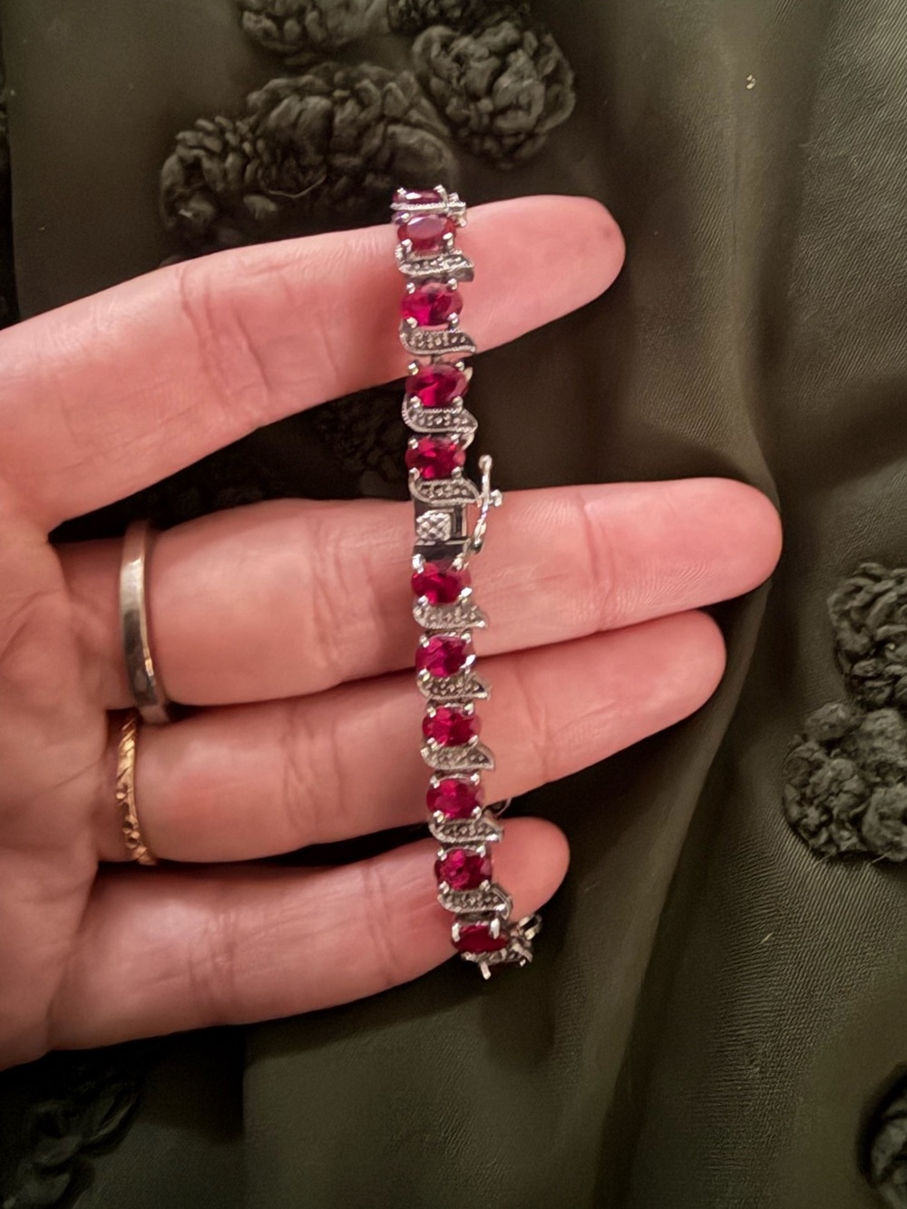Sterling Silver 925 Ruby Tennis Bracelet